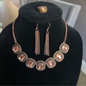 NEW! Copper color Statement Necklace and earring Set custom Jewelry